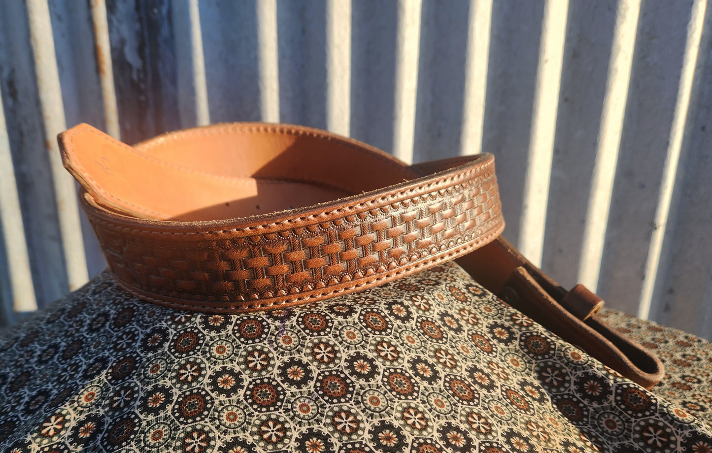 Floral tooled, basket stamped belt