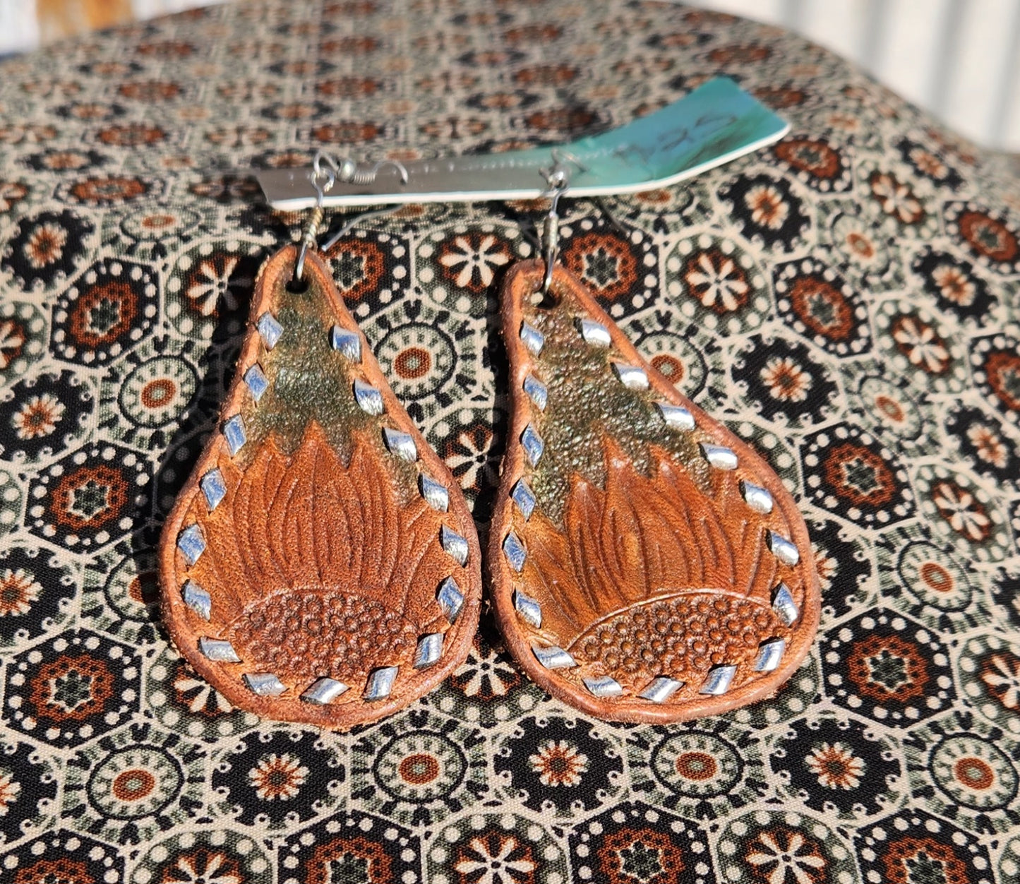 Leather dangle earrings