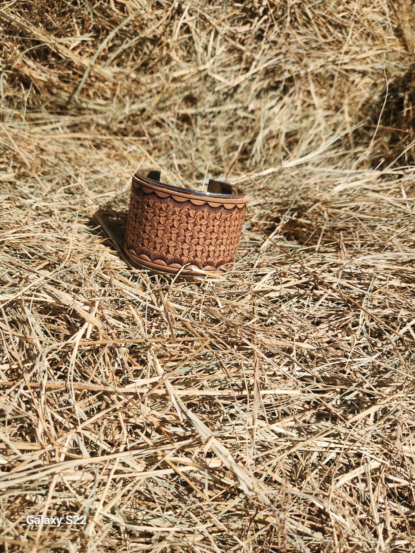 Large leather inlay cuffs