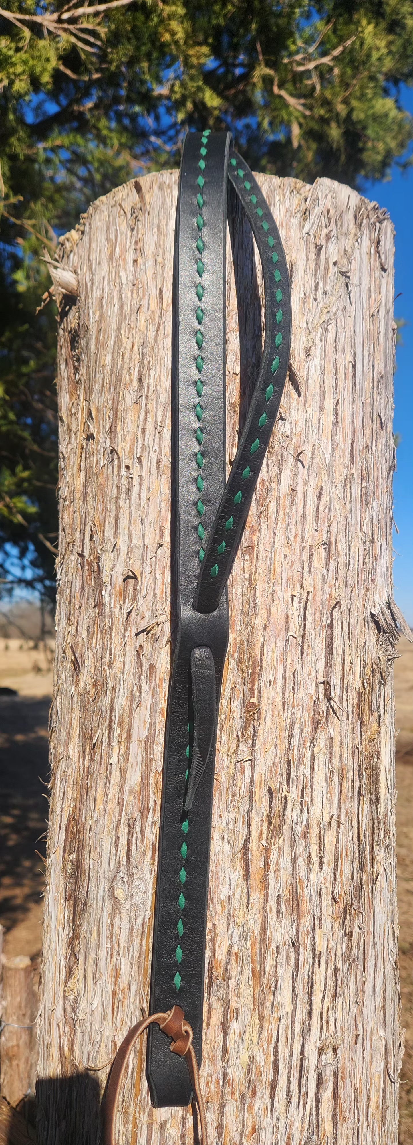 Green Buck stitched split ear headstall