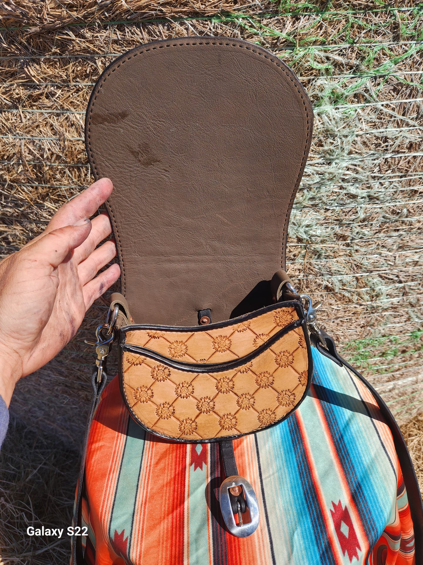 Sunflower quilted saddle bag purse