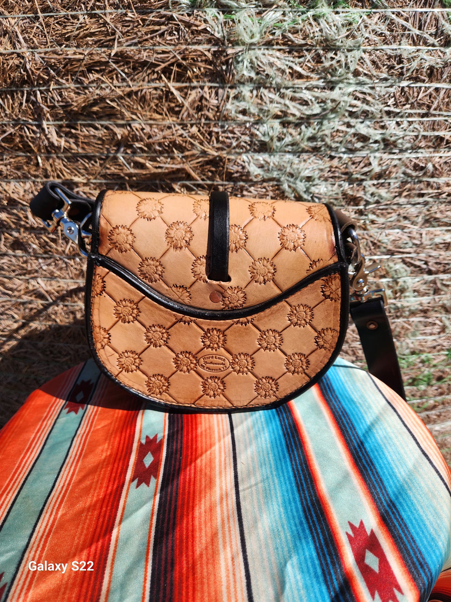 Sunflower quilted saddle bag purse