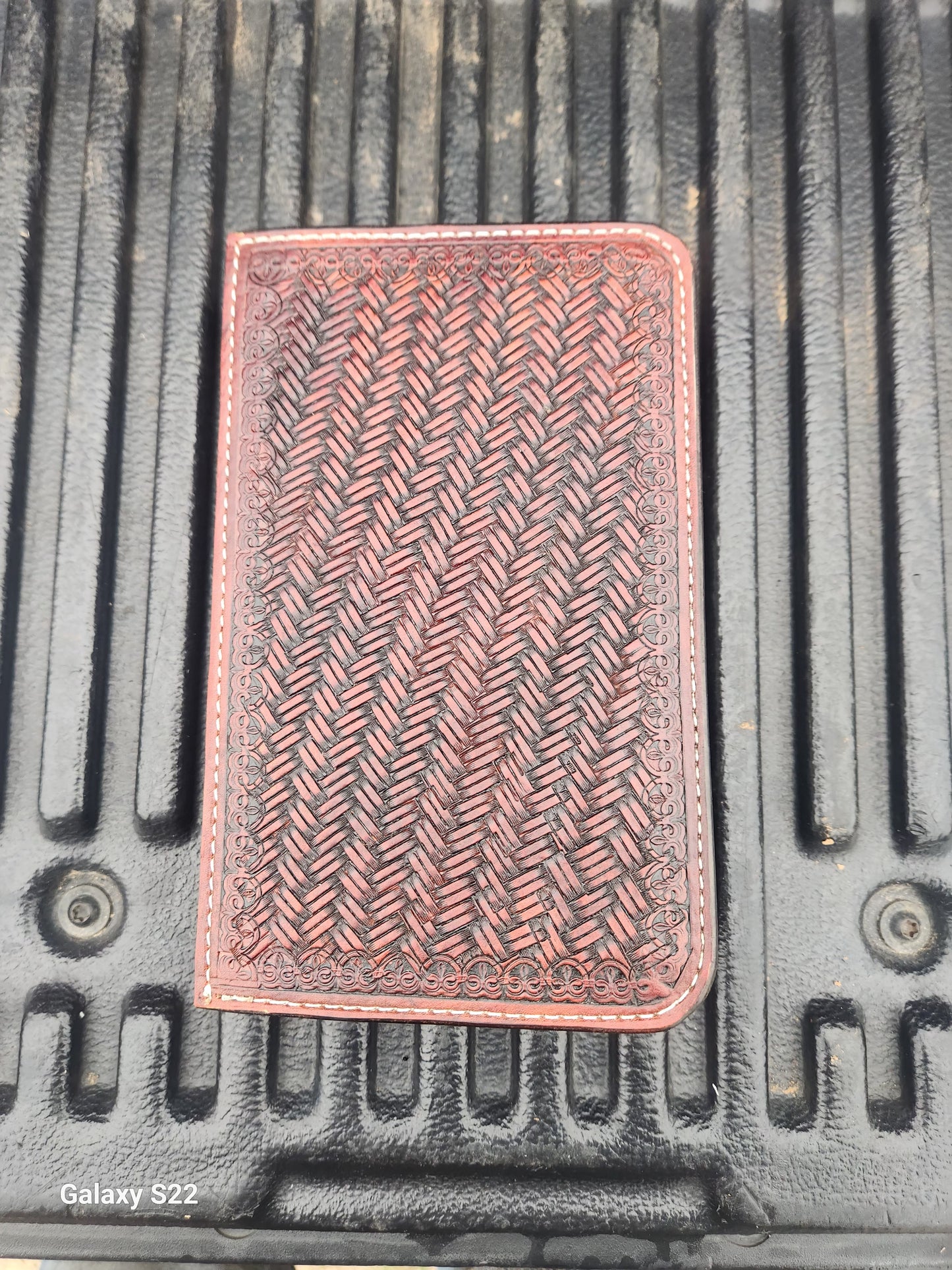 Stamped leather notebook cover