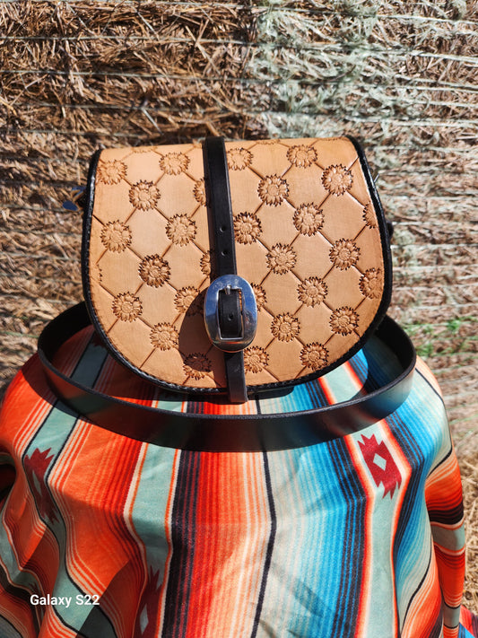 Sunflower quilted saddle bag purse